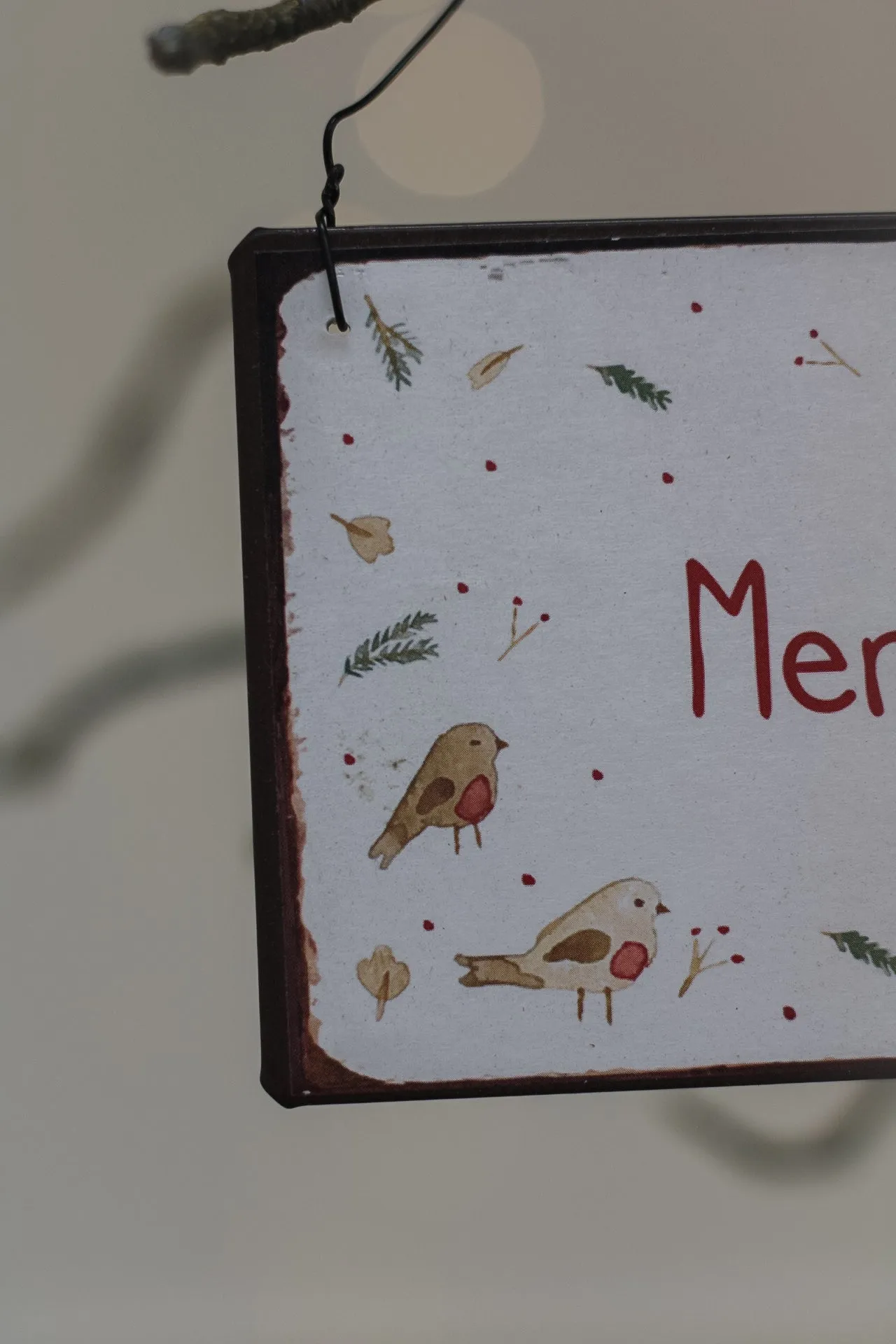 Merry Christmas Robin Metal Plaque