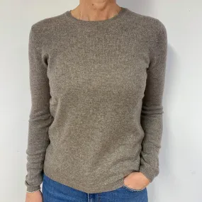 Mink Brown Cashmere Crew Neck Jumper Medium