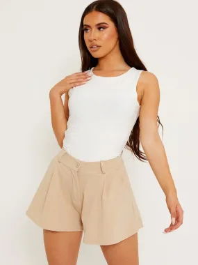 Nicolle Slinky Racer Back Sleeveless Bodysuit In Cream