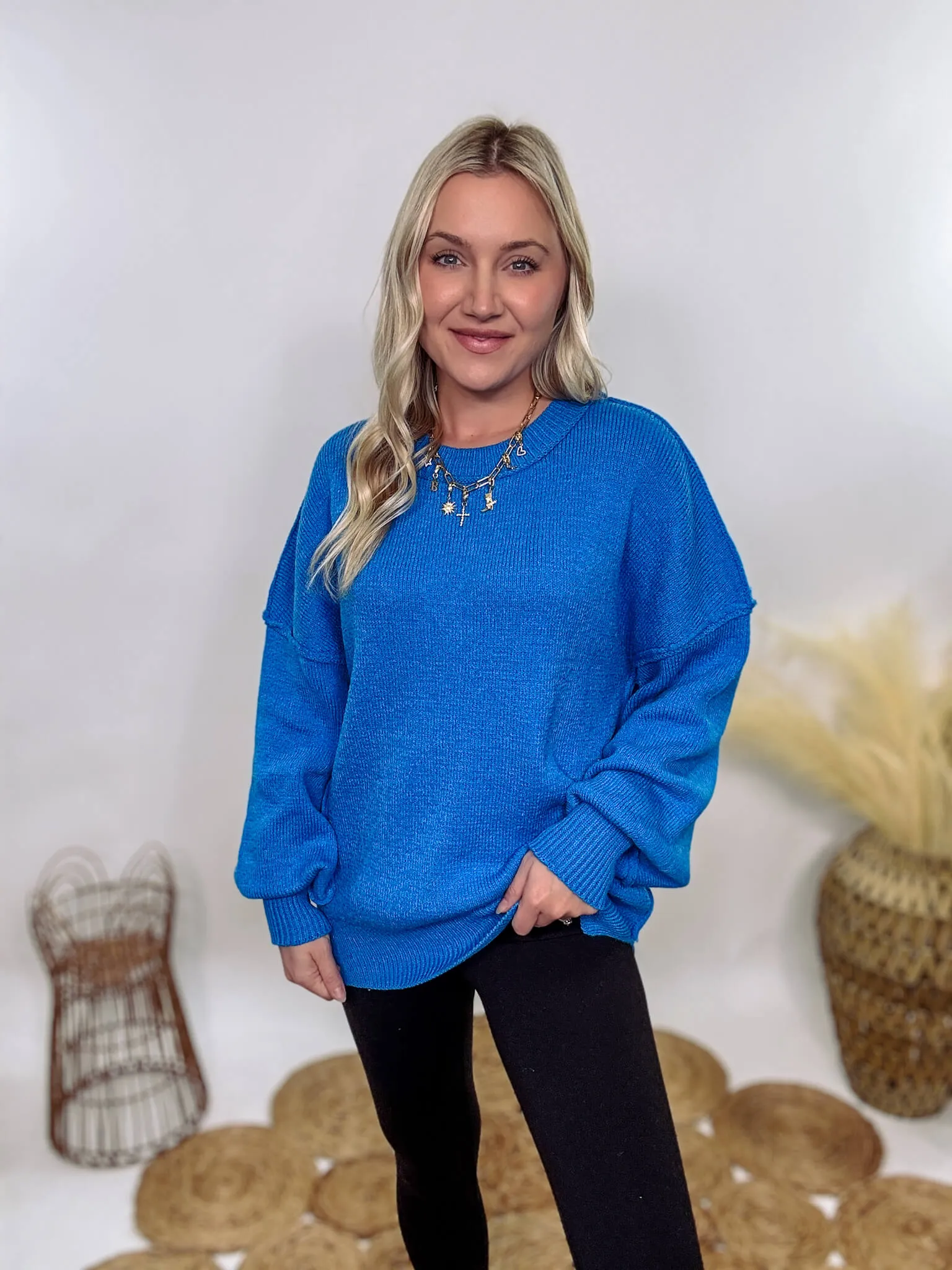 Ocean Blue Oversized Sweater