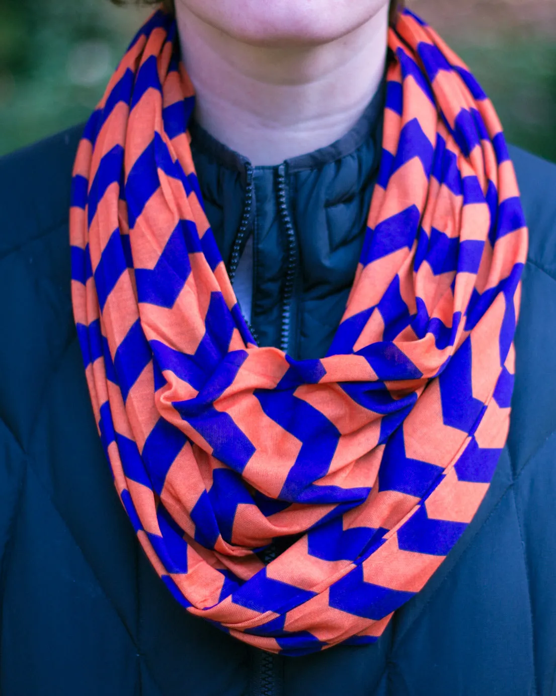 Orange & Purple Chevron Infinity Scarf