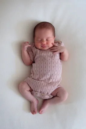 Organic Cotton Pointelle Knit Baby Bodysuit - Rose