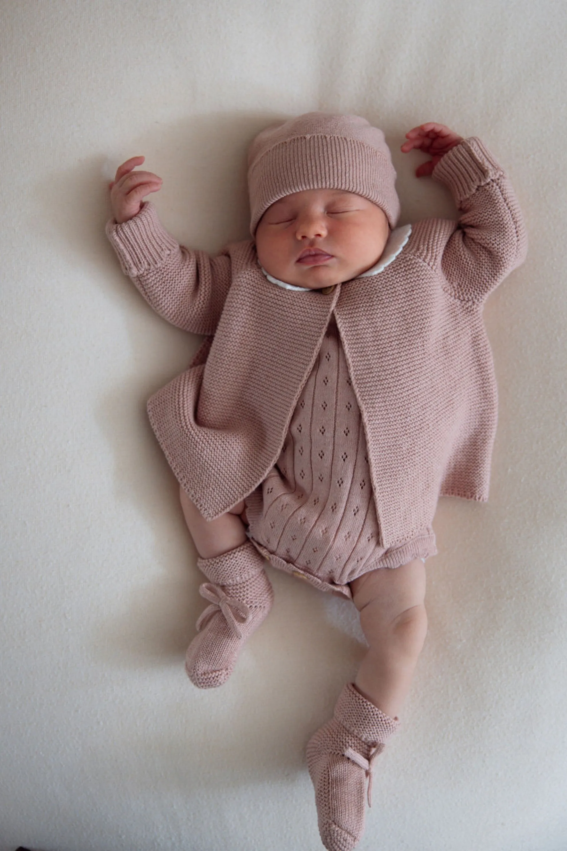 Organic Cotton Pointelle Knit Baby Bodysuit - Rose