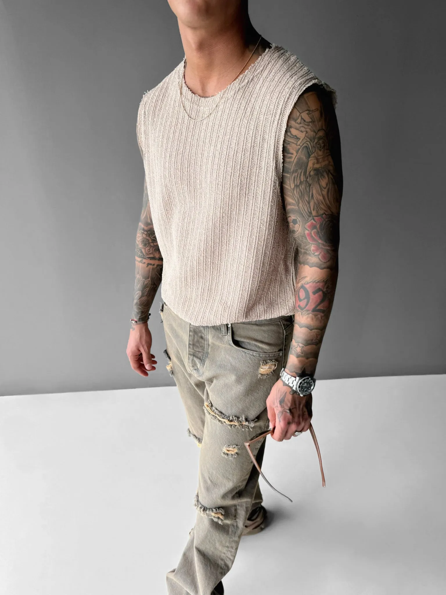 Oversize Structured Tanktop - Beige