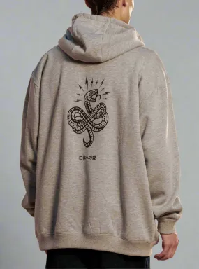 OVERSIZED ZIP HOODIE WITH FRONT AND BACK PRINT