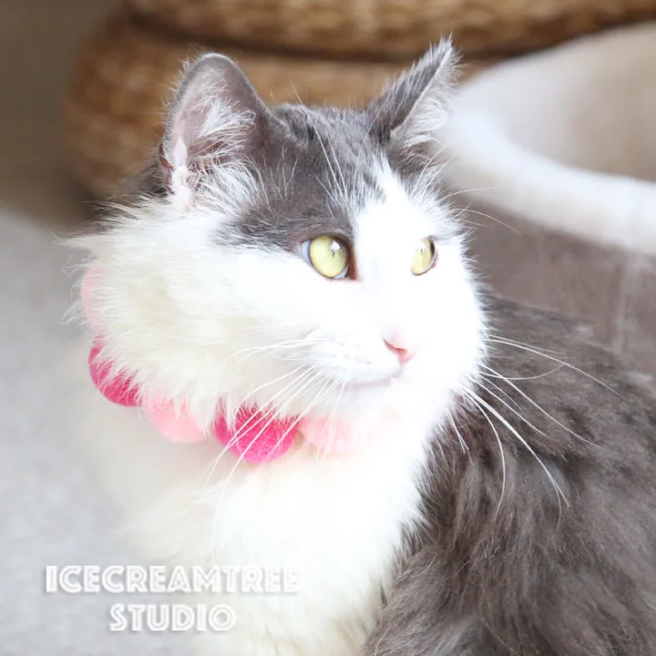 Pastel PomPom Necklace - Elastic Pet Collar
