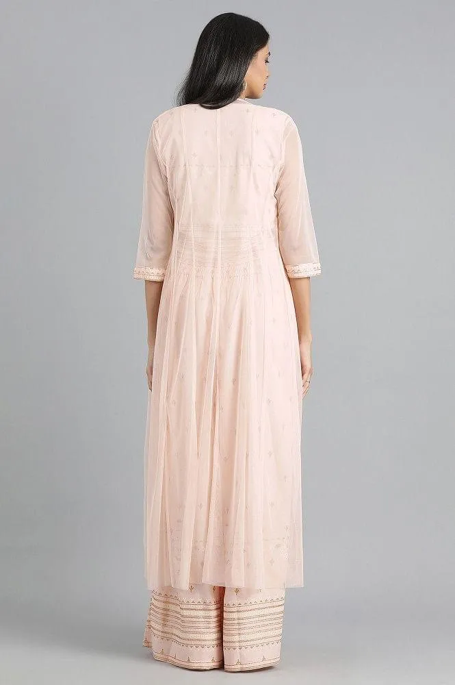 Peach Round Neck Printed Set