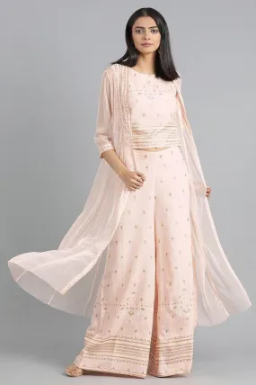 Peach Round Neck Printed Set