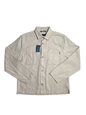 Perry Ellis Mens Beige Button Down Shacket Coat Beige Medium