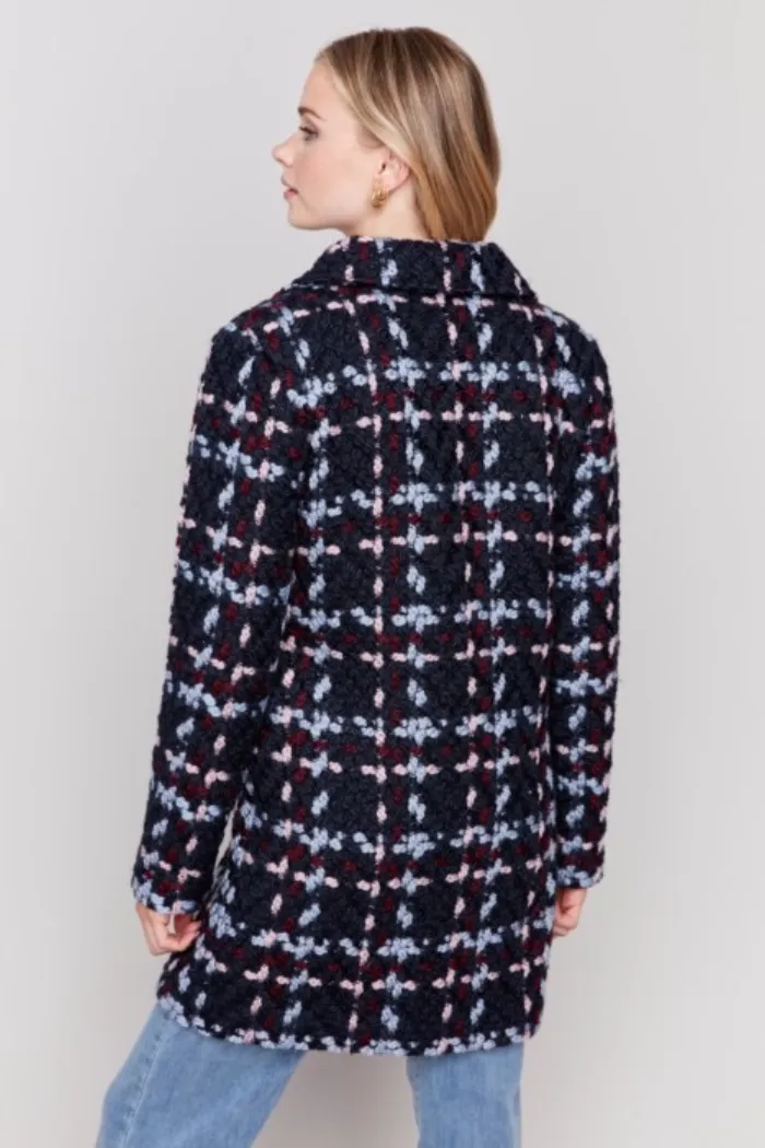 Plaid Bouclé Knit Coat