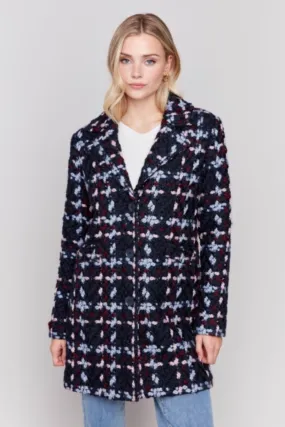 Plaid Bouclé Knit Coat