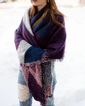 Plaid Fringed Wool Scarf