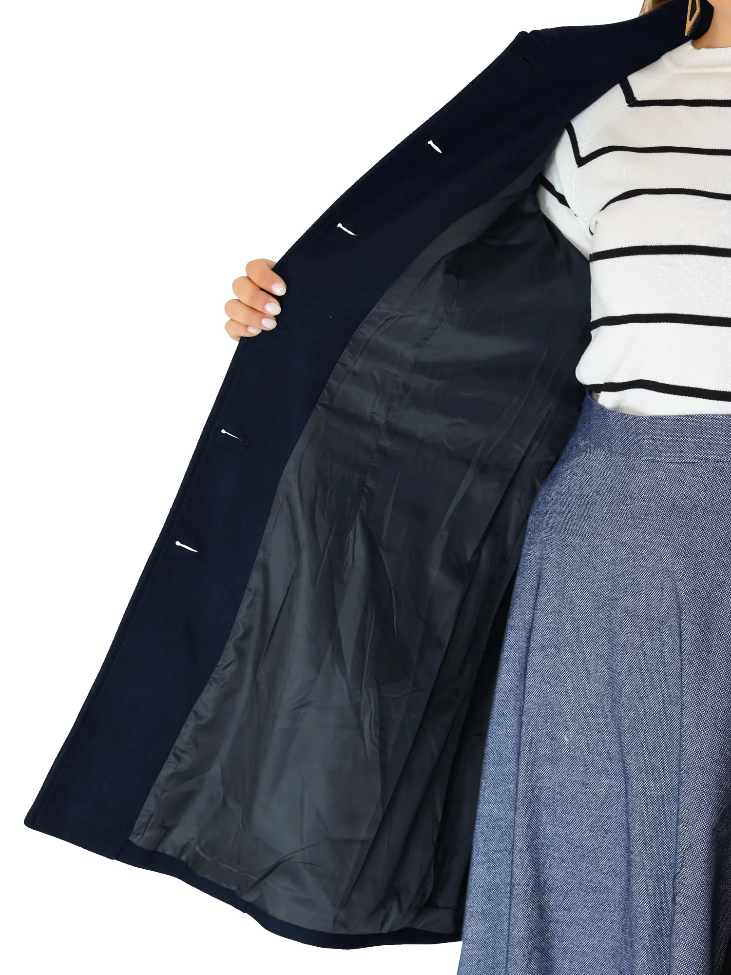 Plus Size Coats Contrast Collar Single Breasted Long Coat