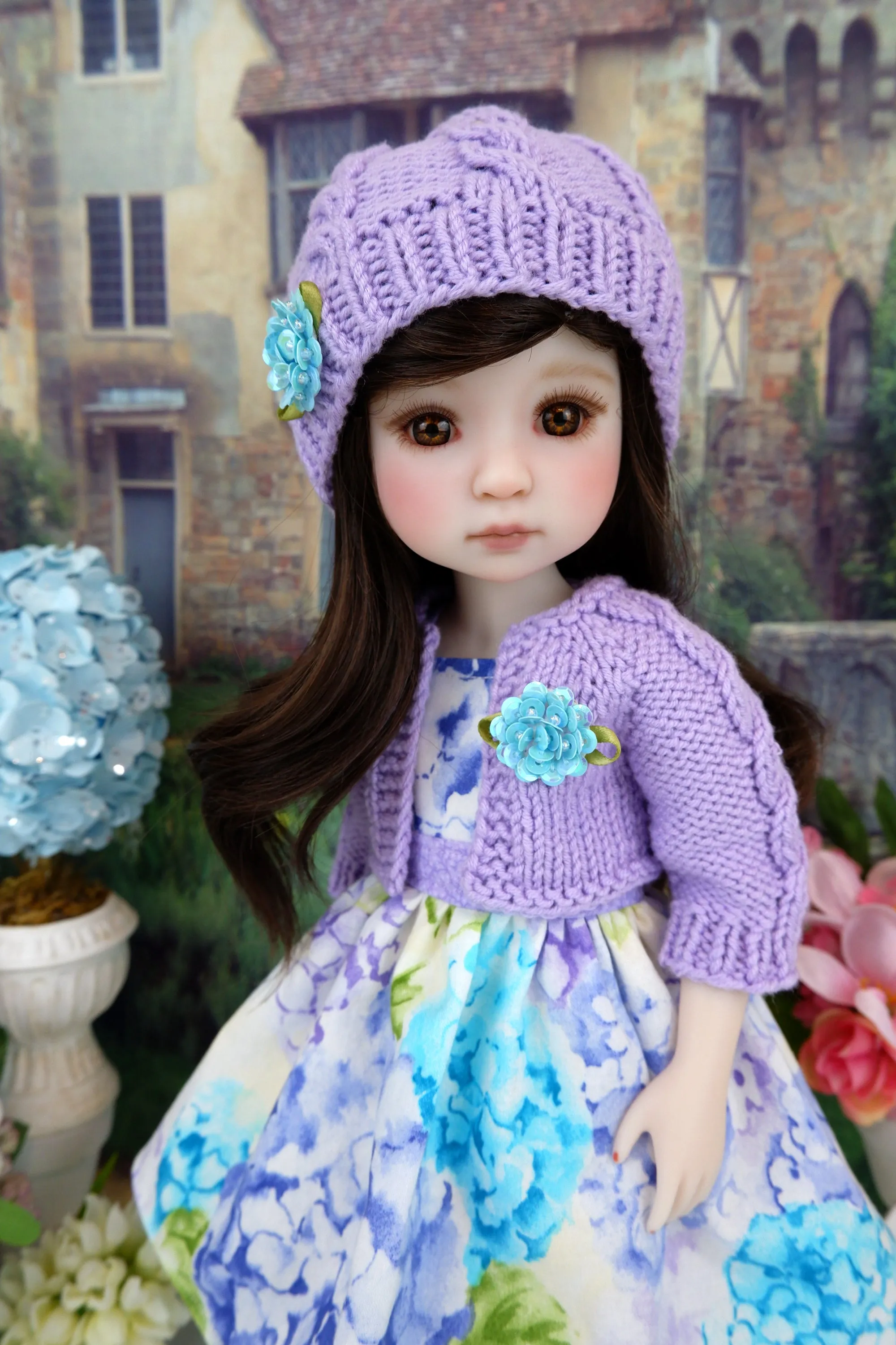 Pretty Hydrangea - dress & sweater set with shoes for Ruby Red Fashion Friends doll