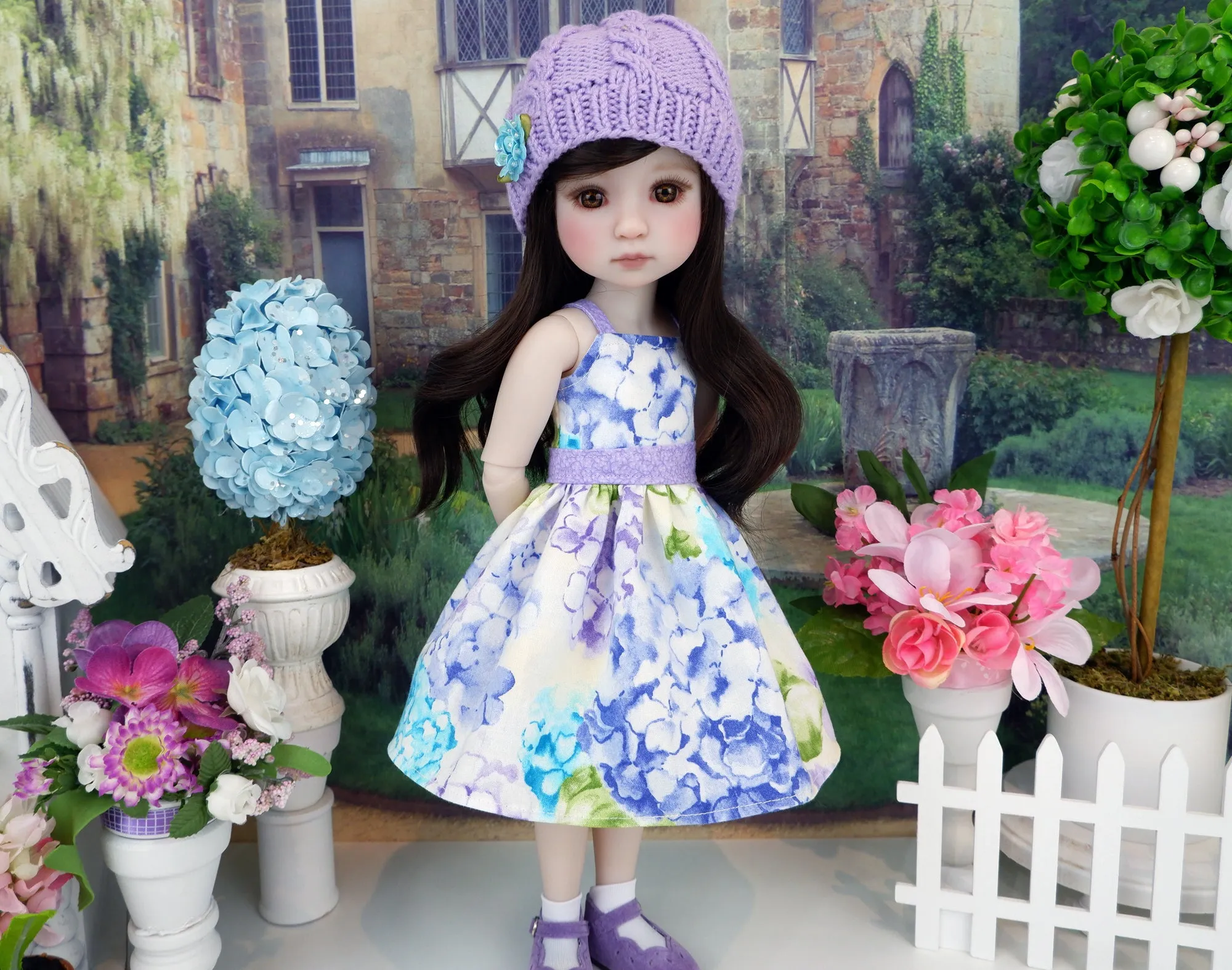 Pretty Hydrangea - dress & sweater set with shoes for Ruby Red Fashion Friends doll