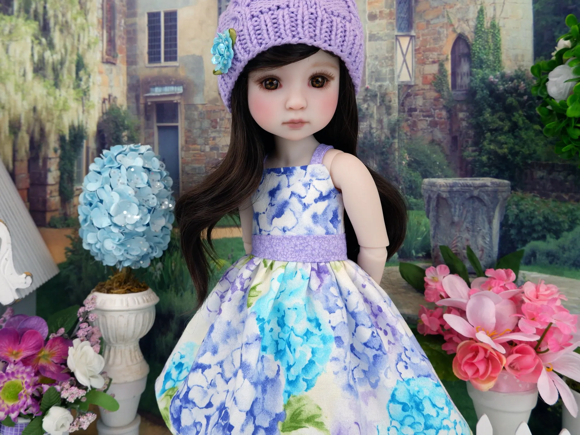 Pretty Hydrangea - dress & sweater set with shoes for Ruby Red Fashion Friends doll