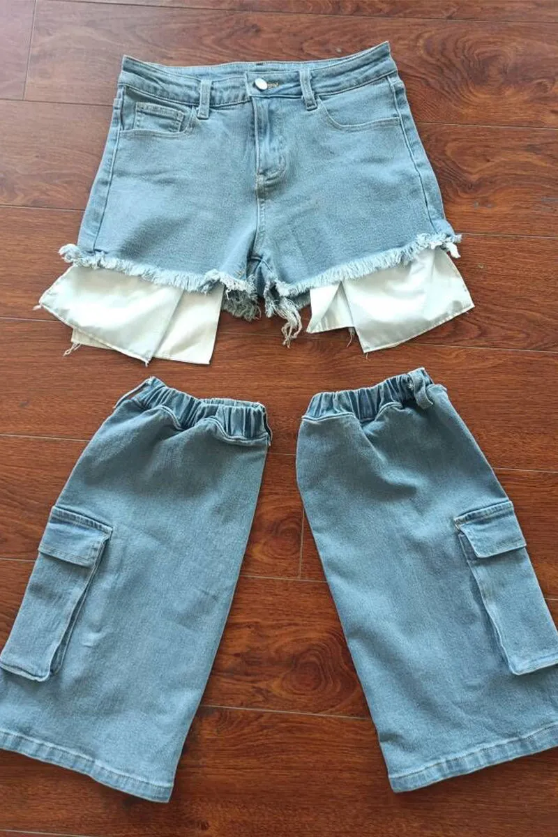 PS3502 Denim Shorts with Leg Warmer Pant