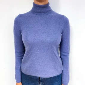 Purple Blue Cashmere Polo Neck Jumper Small