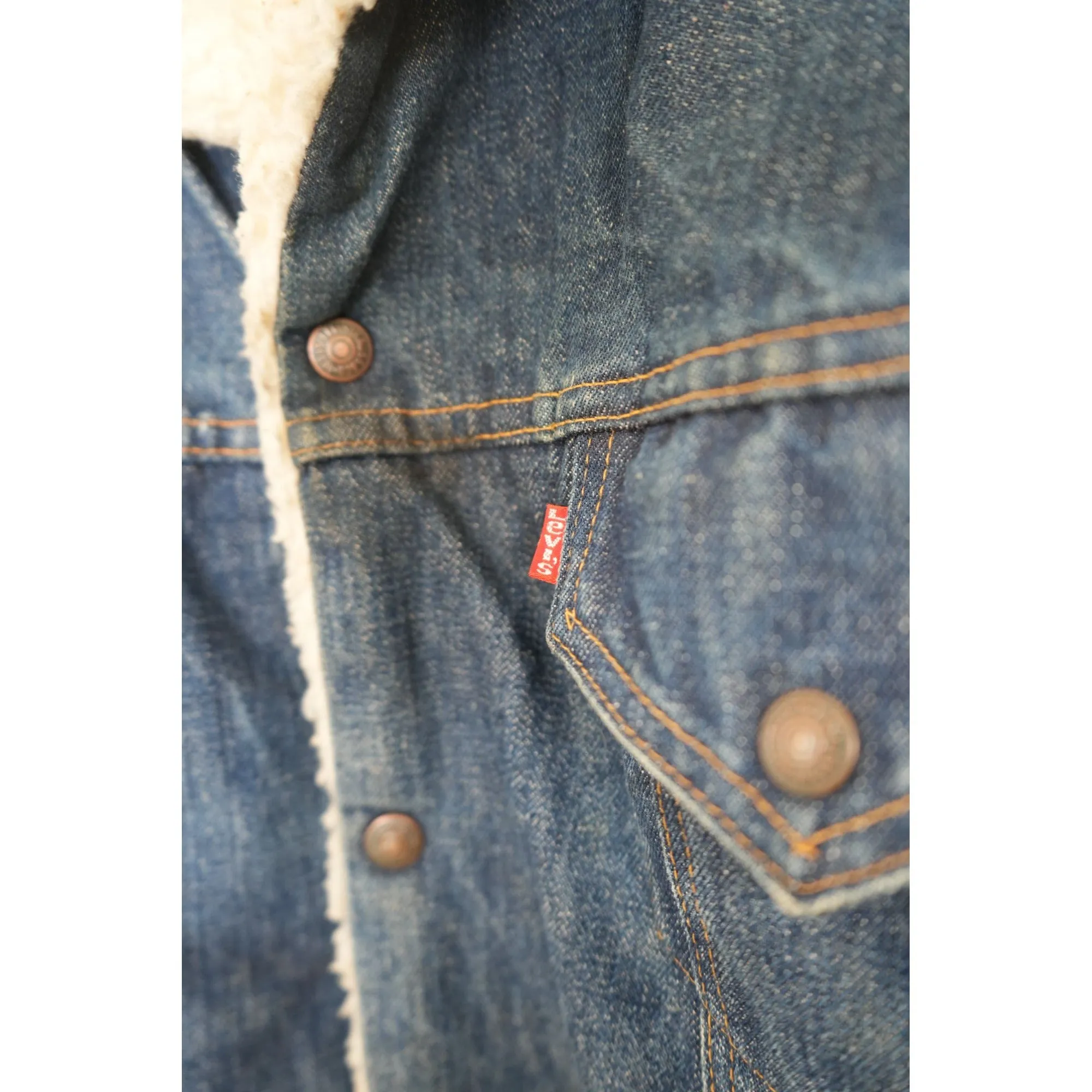 "Retail" Vintage Levi's 71605 0217 Sherpa Lined Denim Trucker Jacket Blue Size 48 Men's
