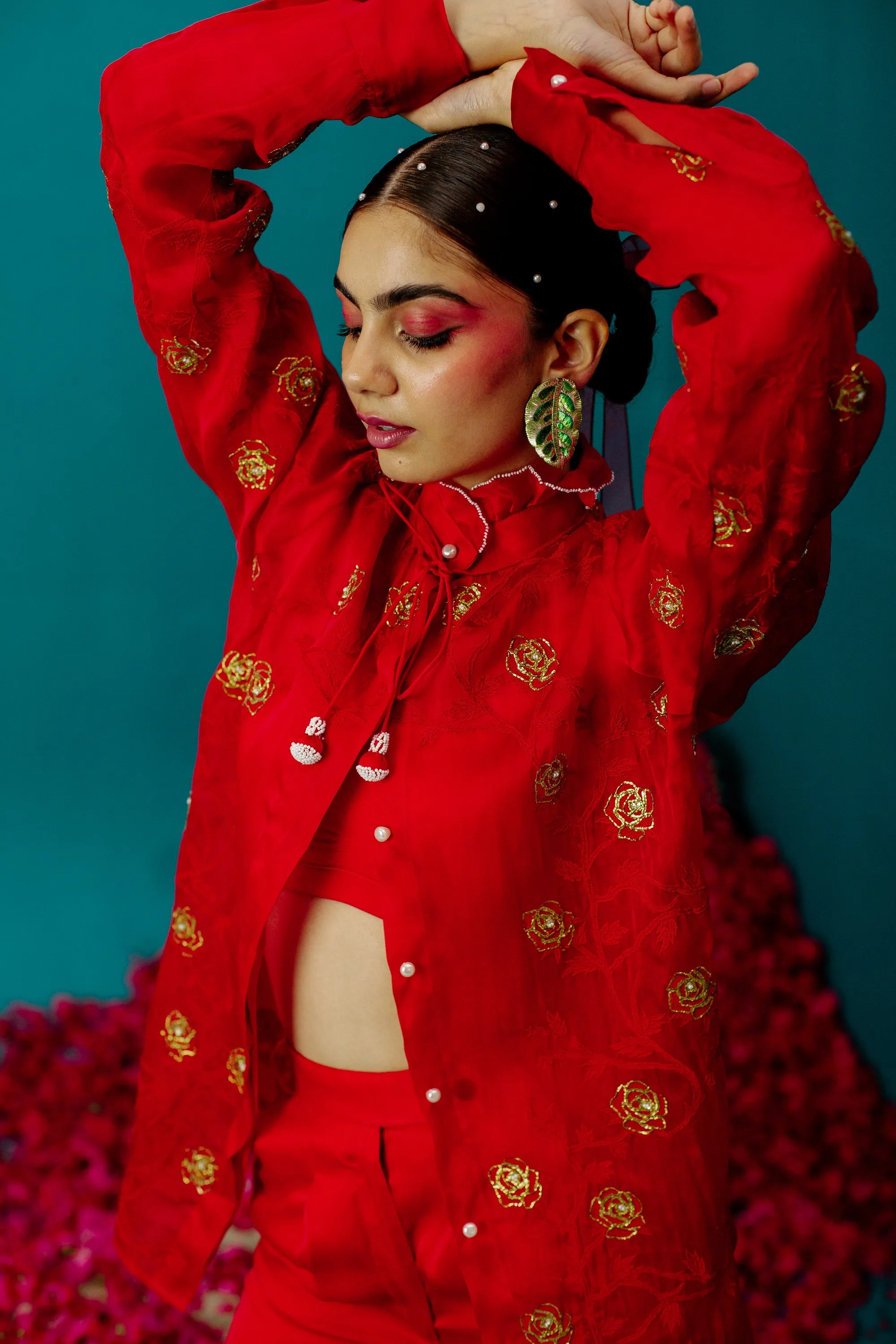 Red Rose Organza Pant