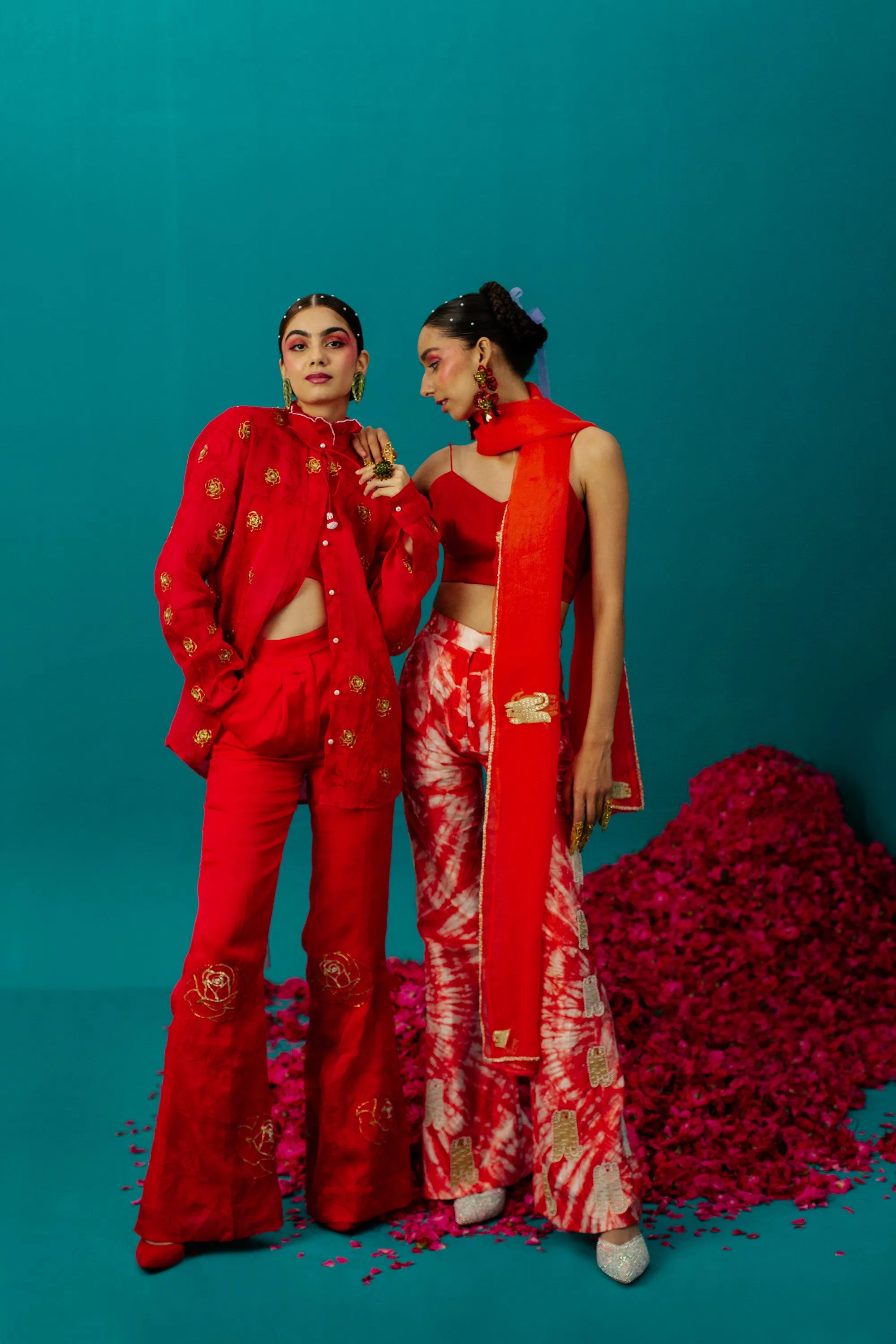 Red Rose Organza Pant