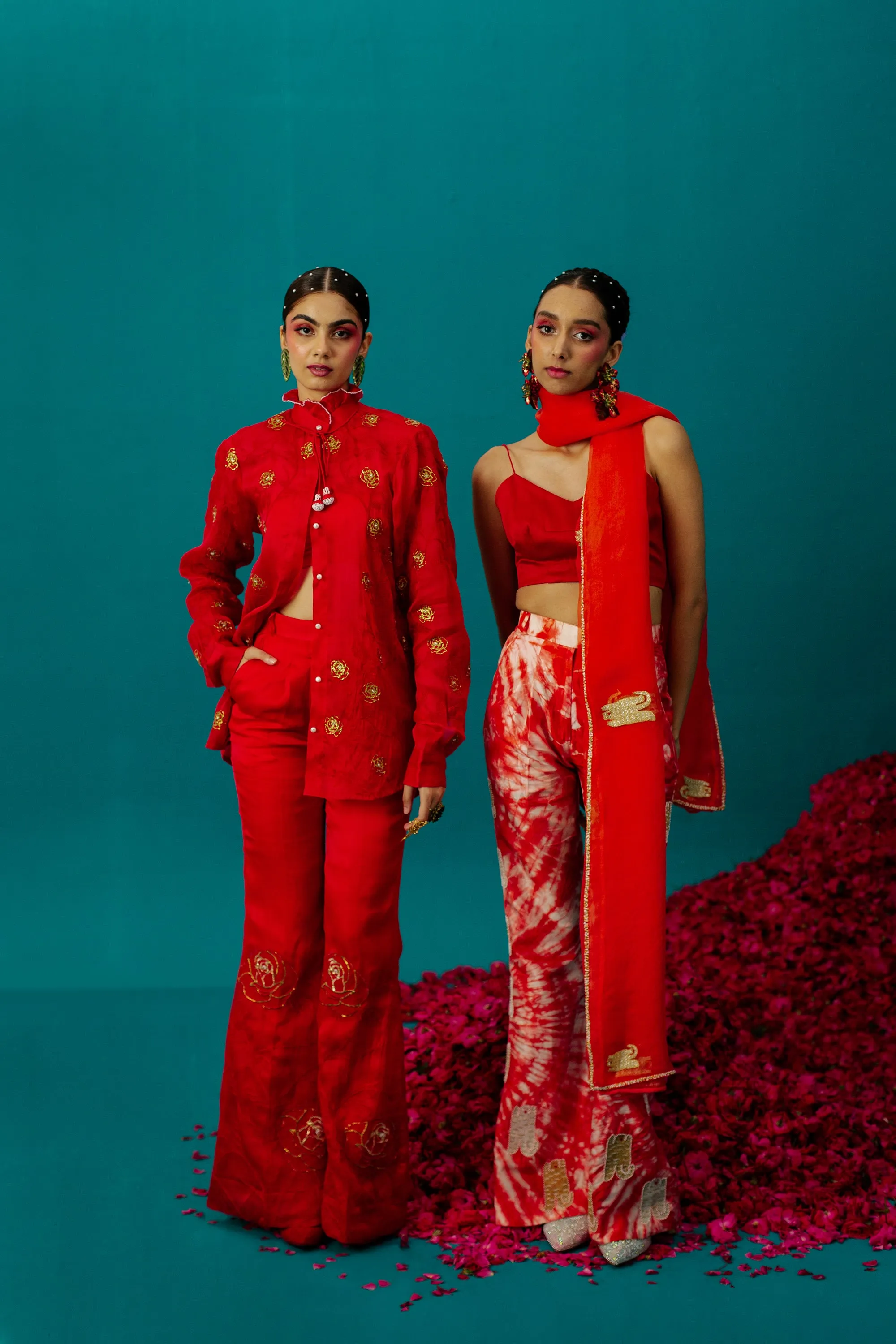 Red Rose Organza Pant
