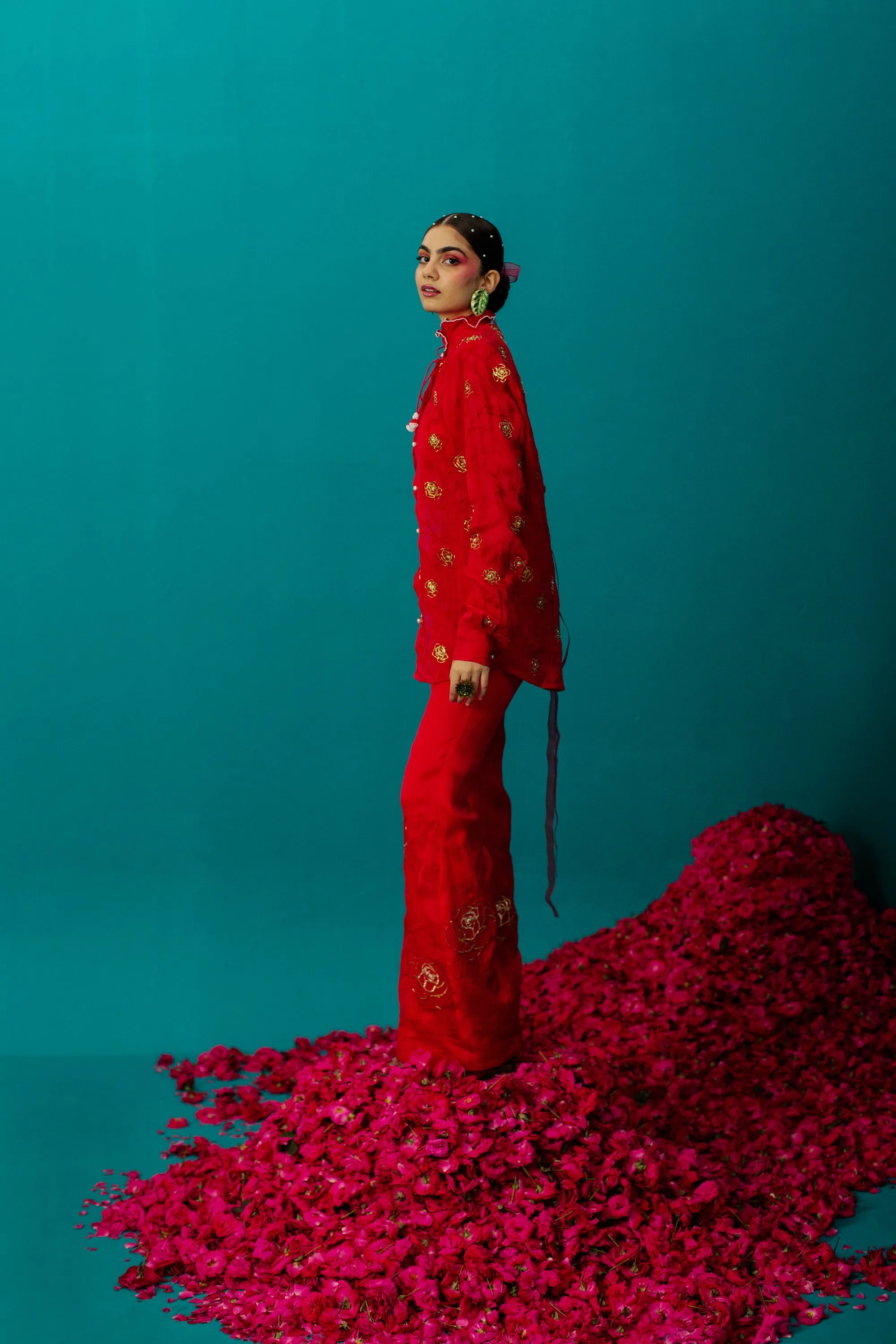 Red Rose Organza Pant