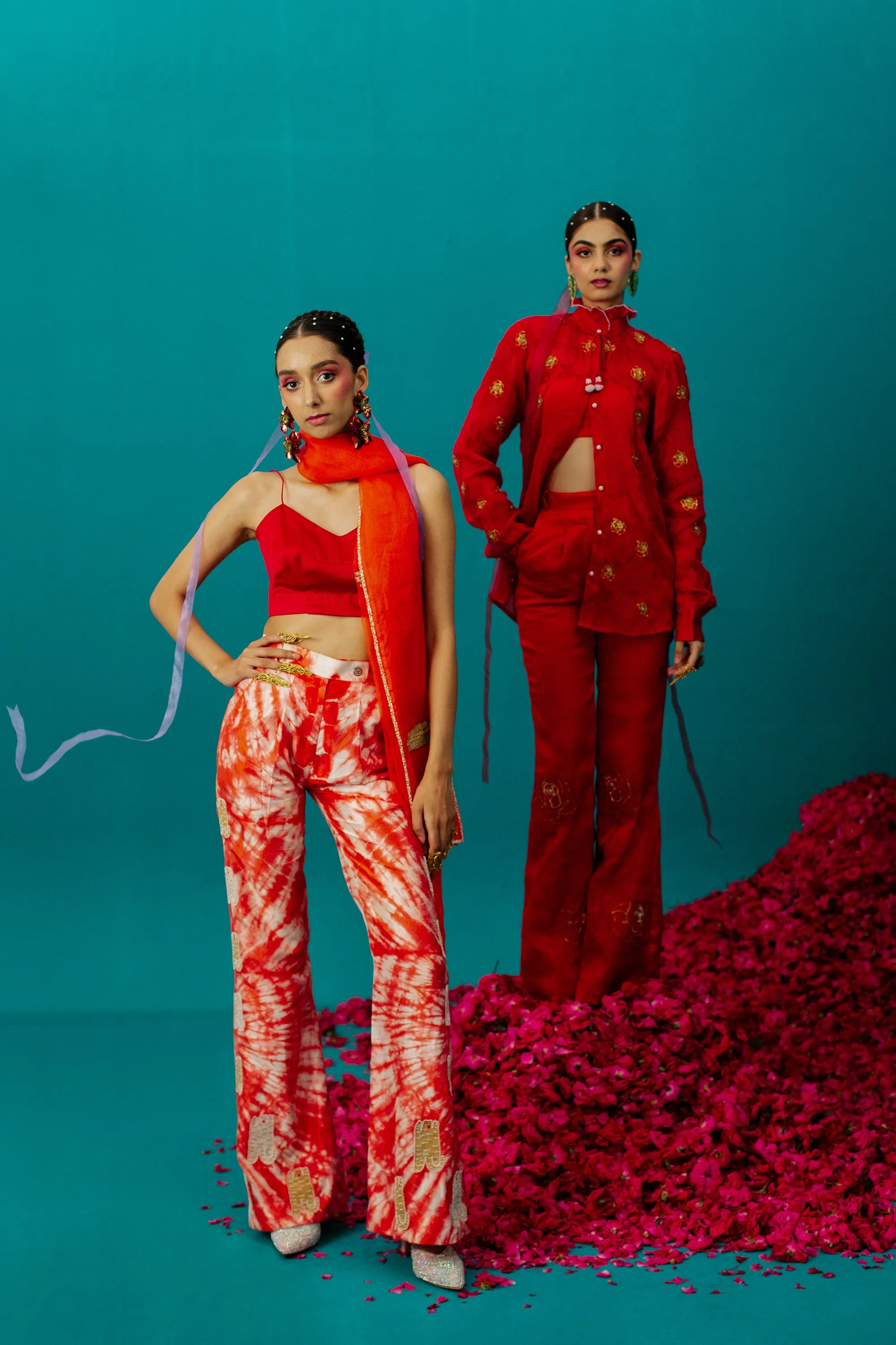 Red Rose Organza Pant