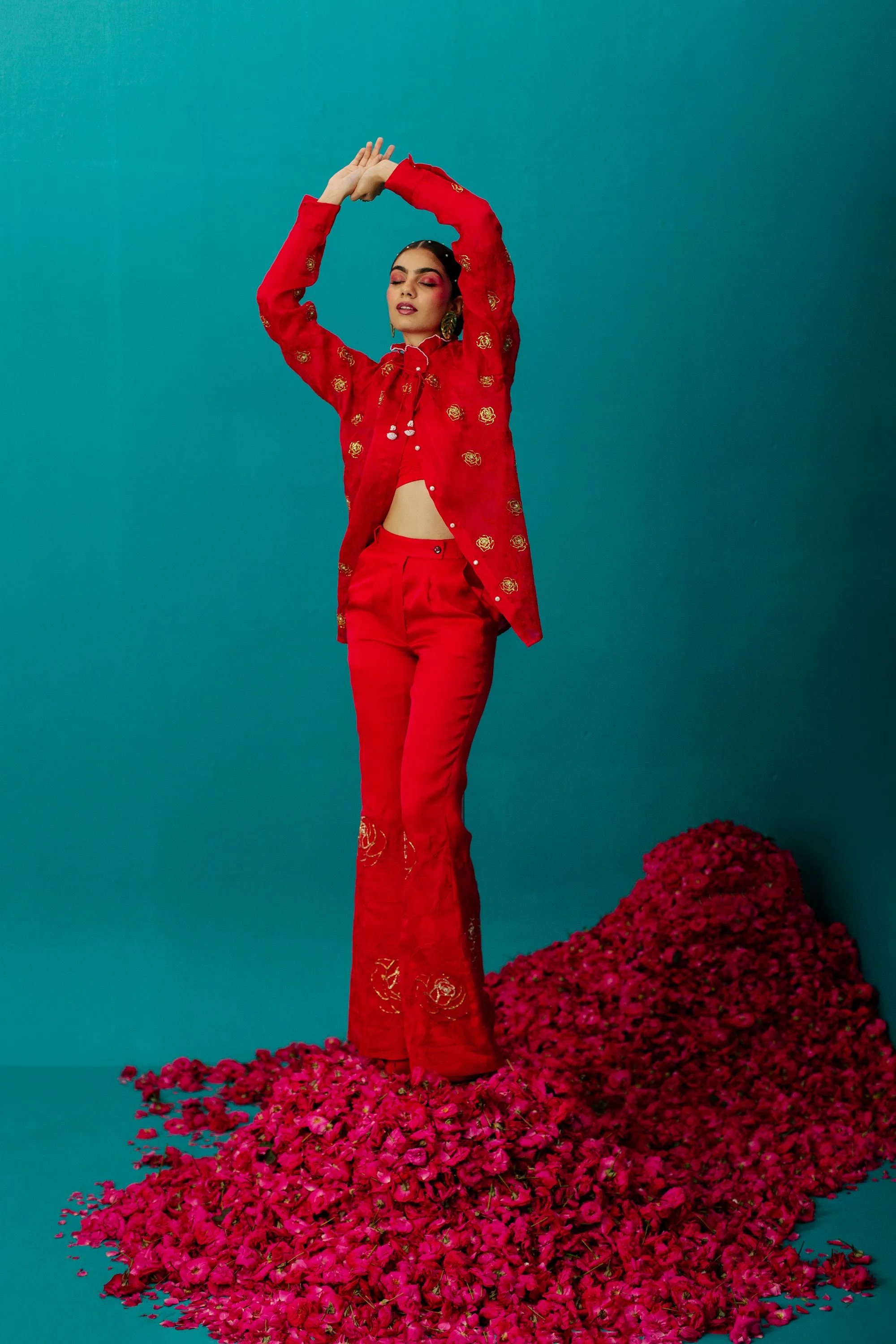 Red Rose Organza Pant