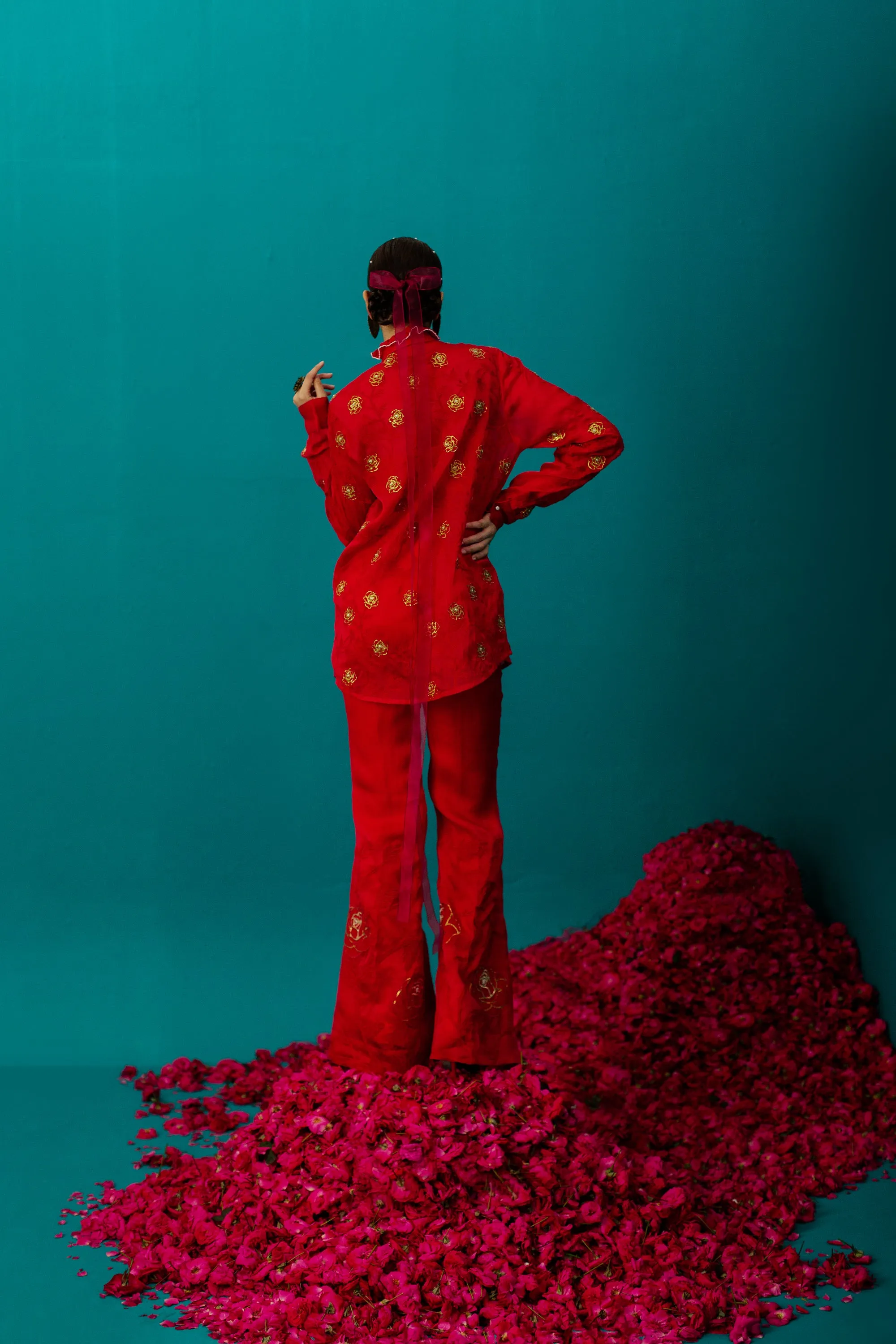 Red Rose Organza Pant