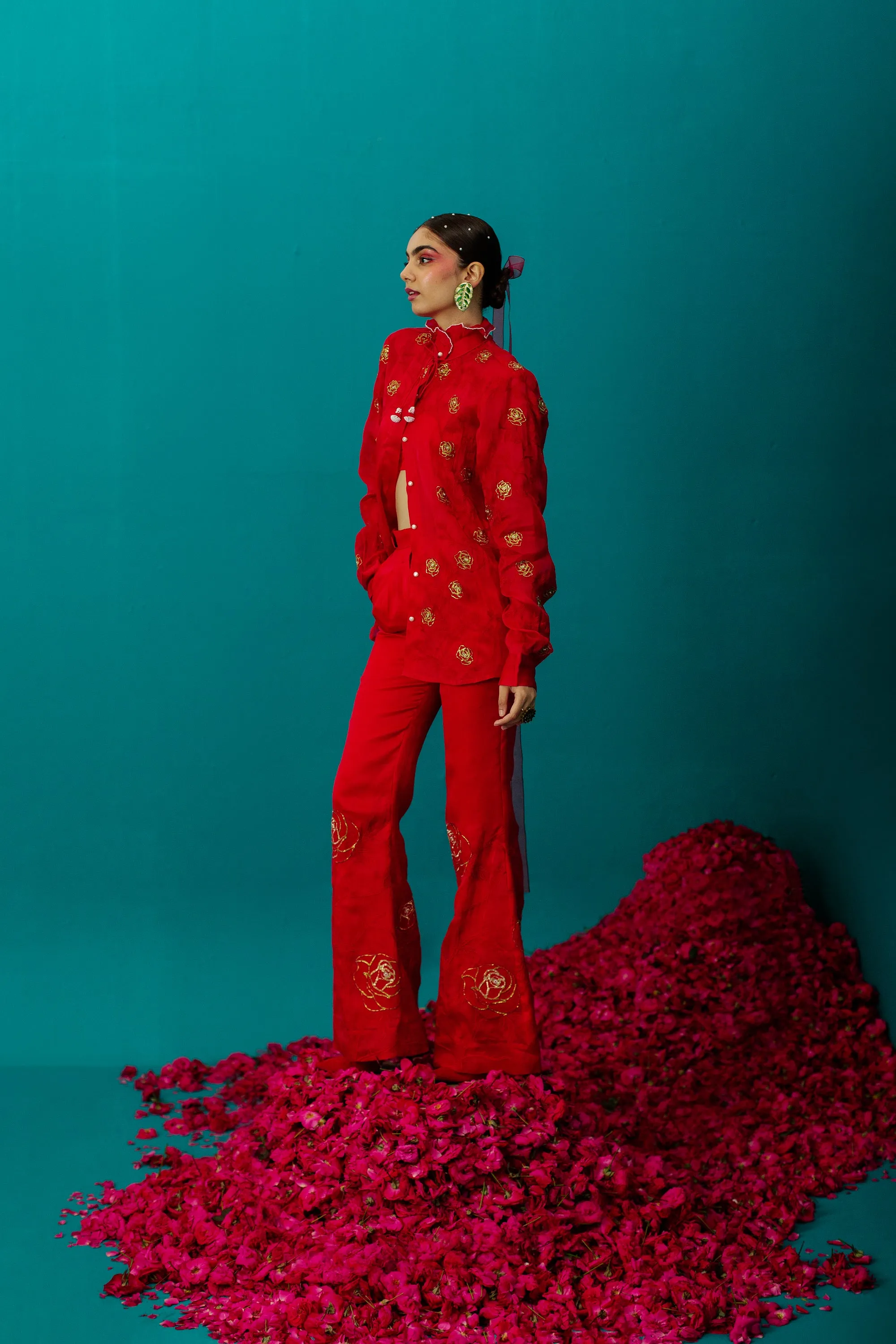 Red Rose Organza Pant