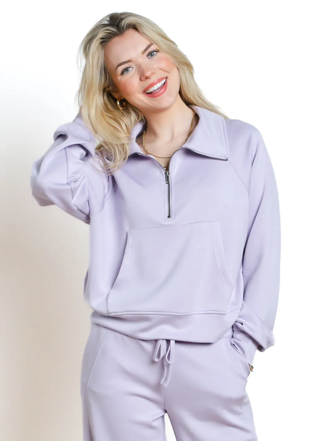 Relaxed Mornings Quarter Zip Knit Top
