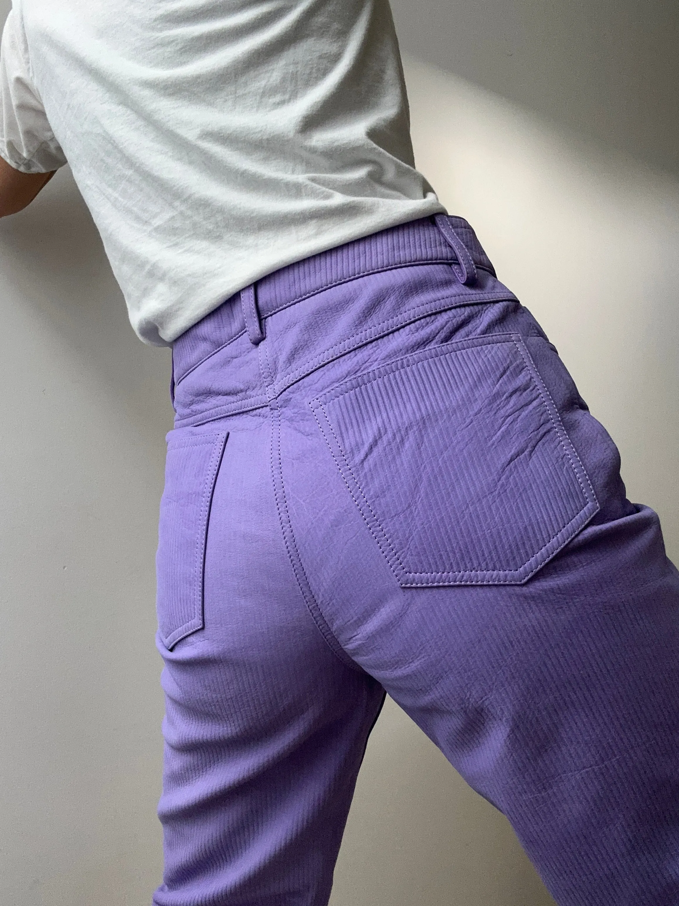 Remain Corduroy Leather Straight Pants Purple