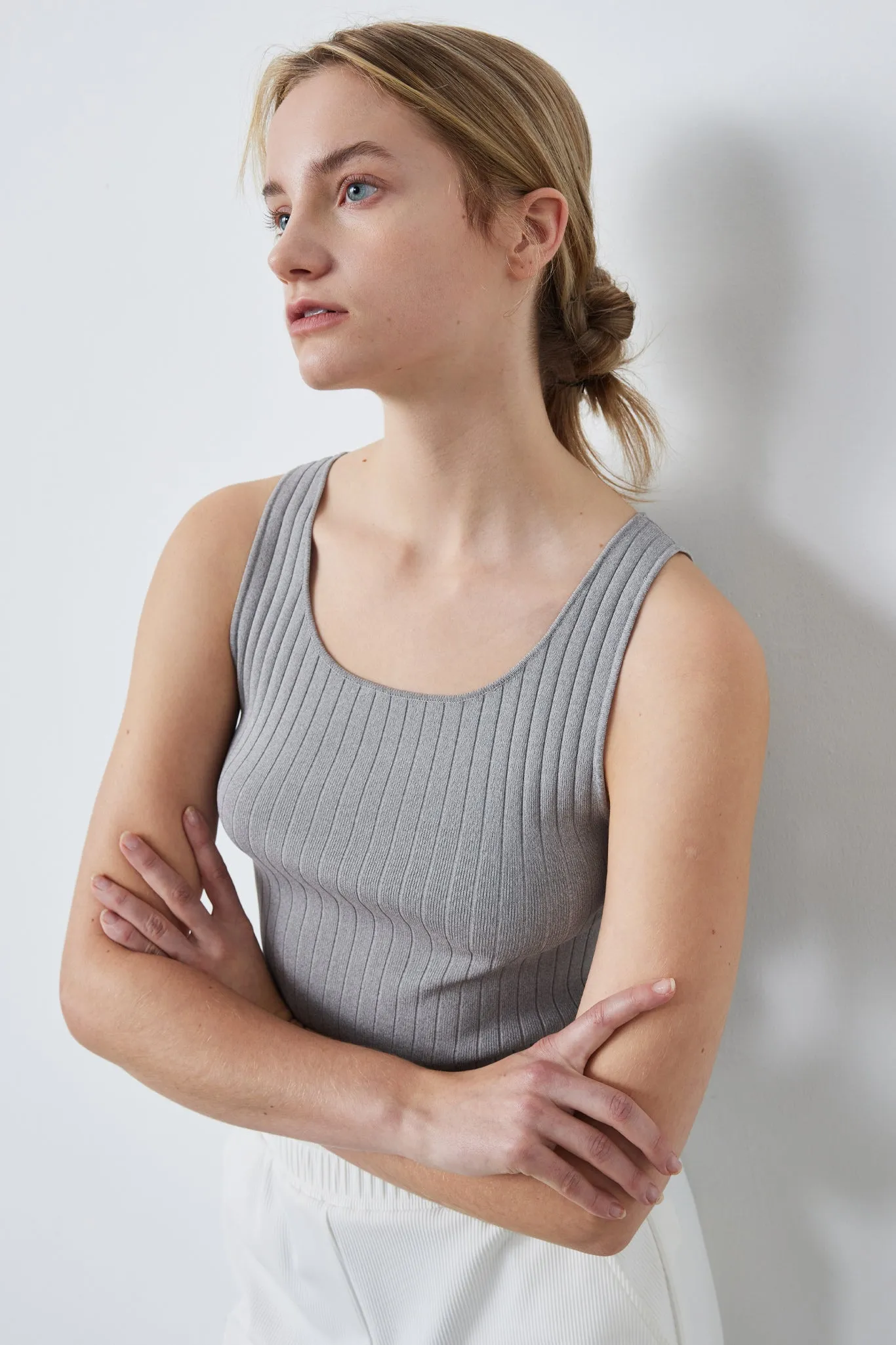 Ribbed Knit Cropped Tank Top