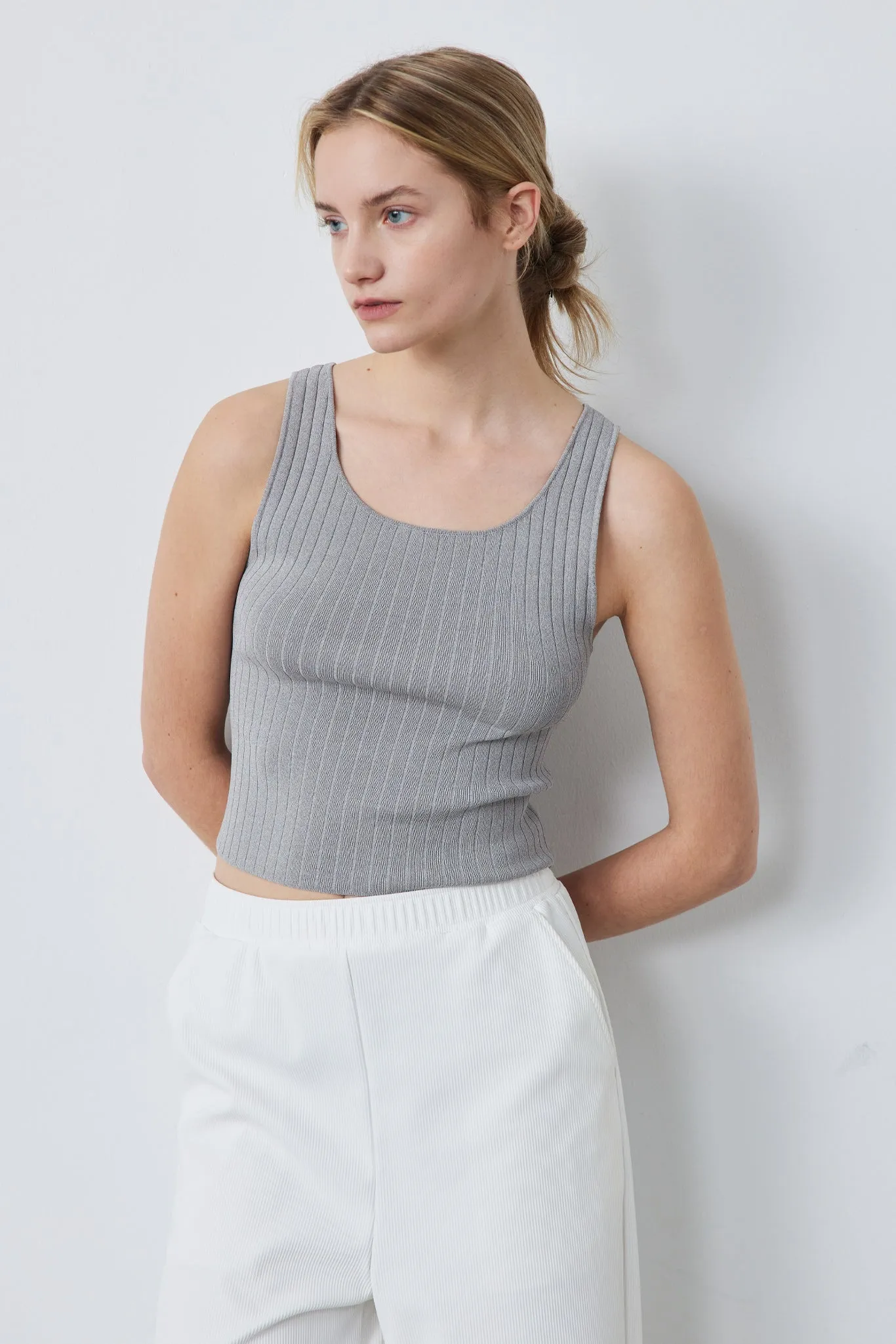 Ribbed Knit Cropped Tank Top