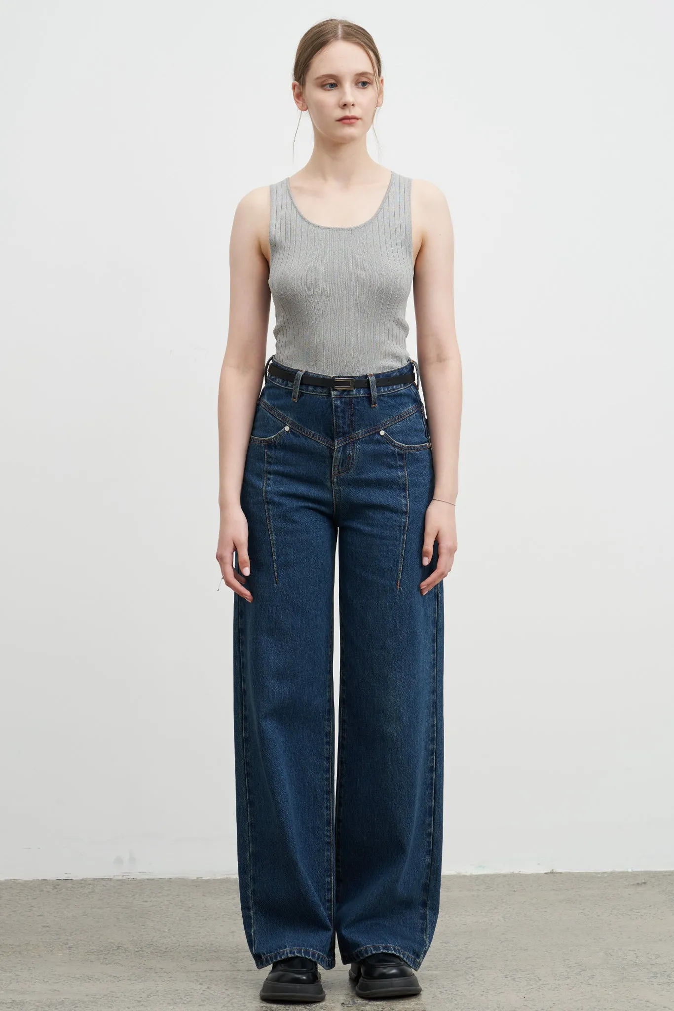 Ribbed Knit Cropped Tank Top