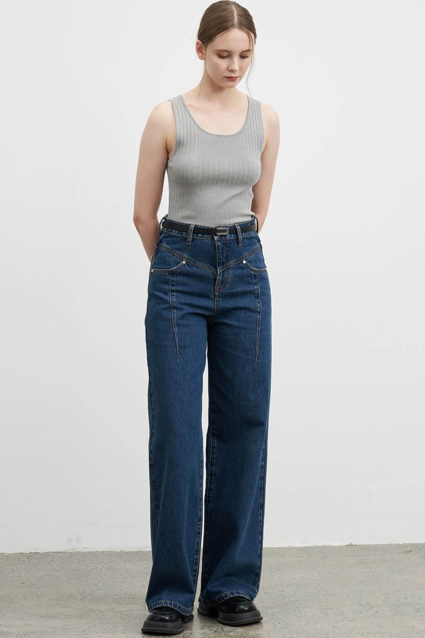 Ribbed Knit Cropped Tank Top
