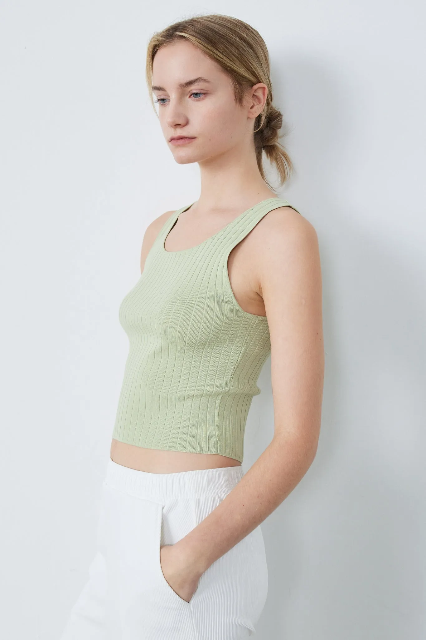 Ribbed Knit Cropped Tank Top