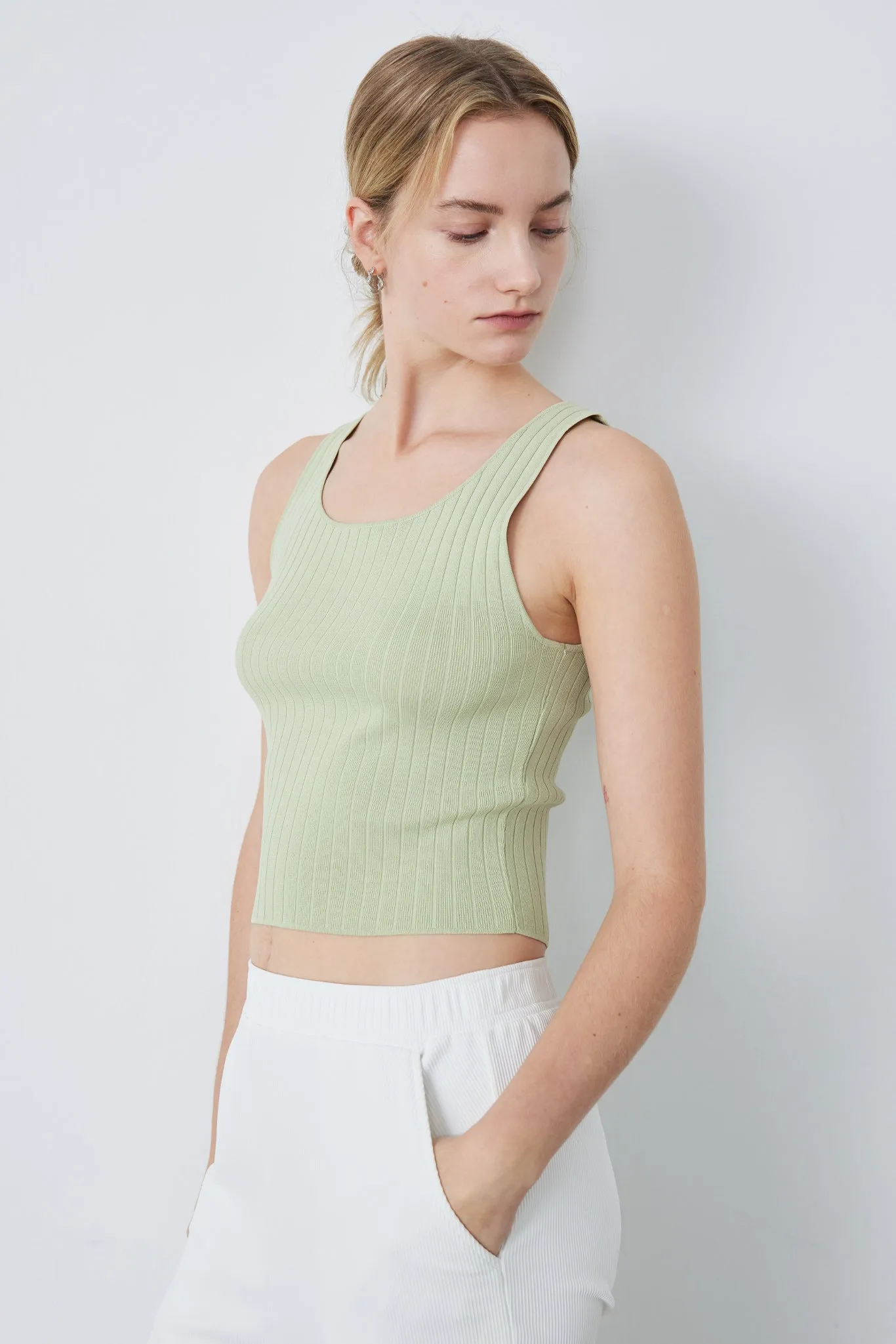 Ribbed Knit Cropped Tank Top