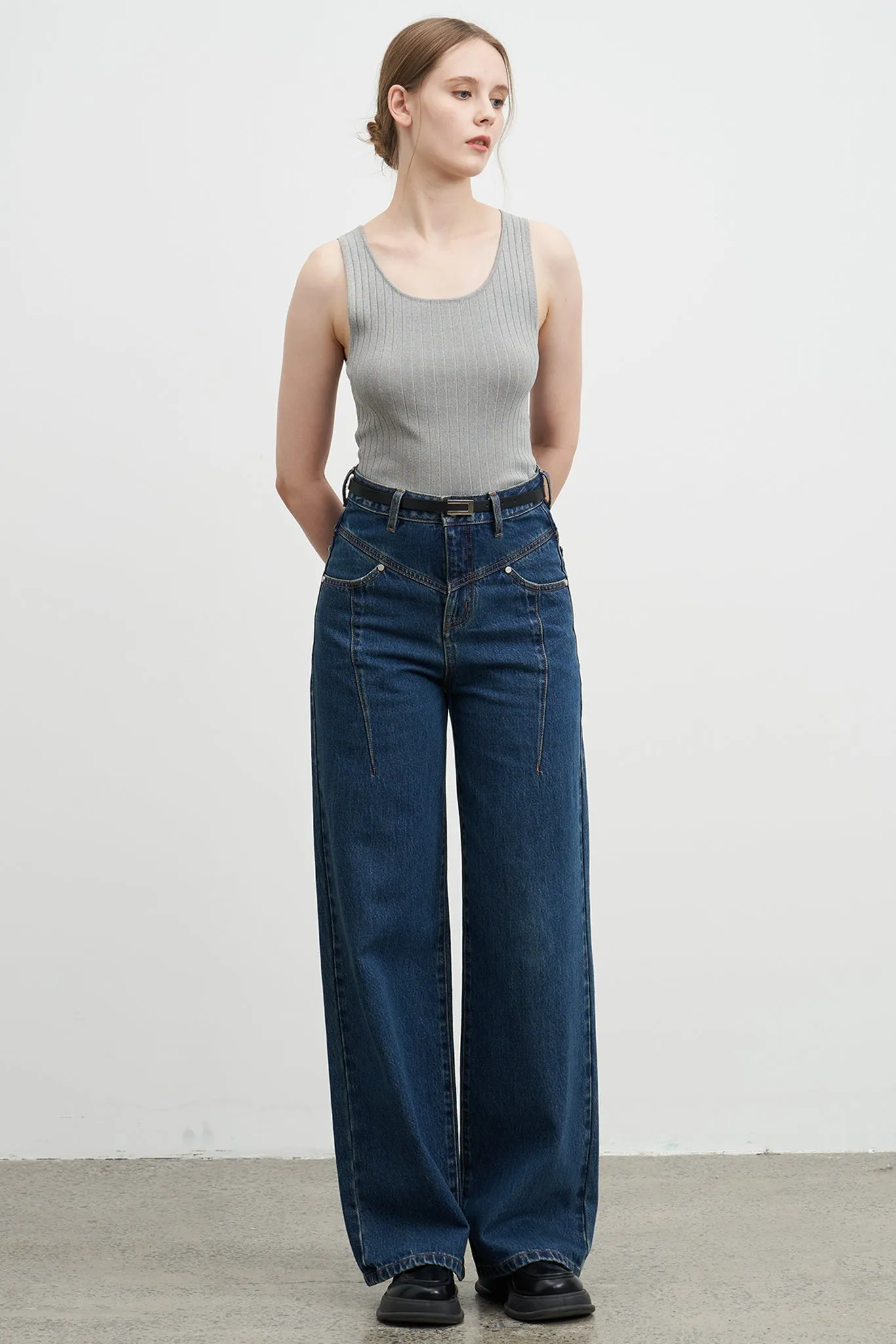 Ribbed Knit Cropped Tank Top