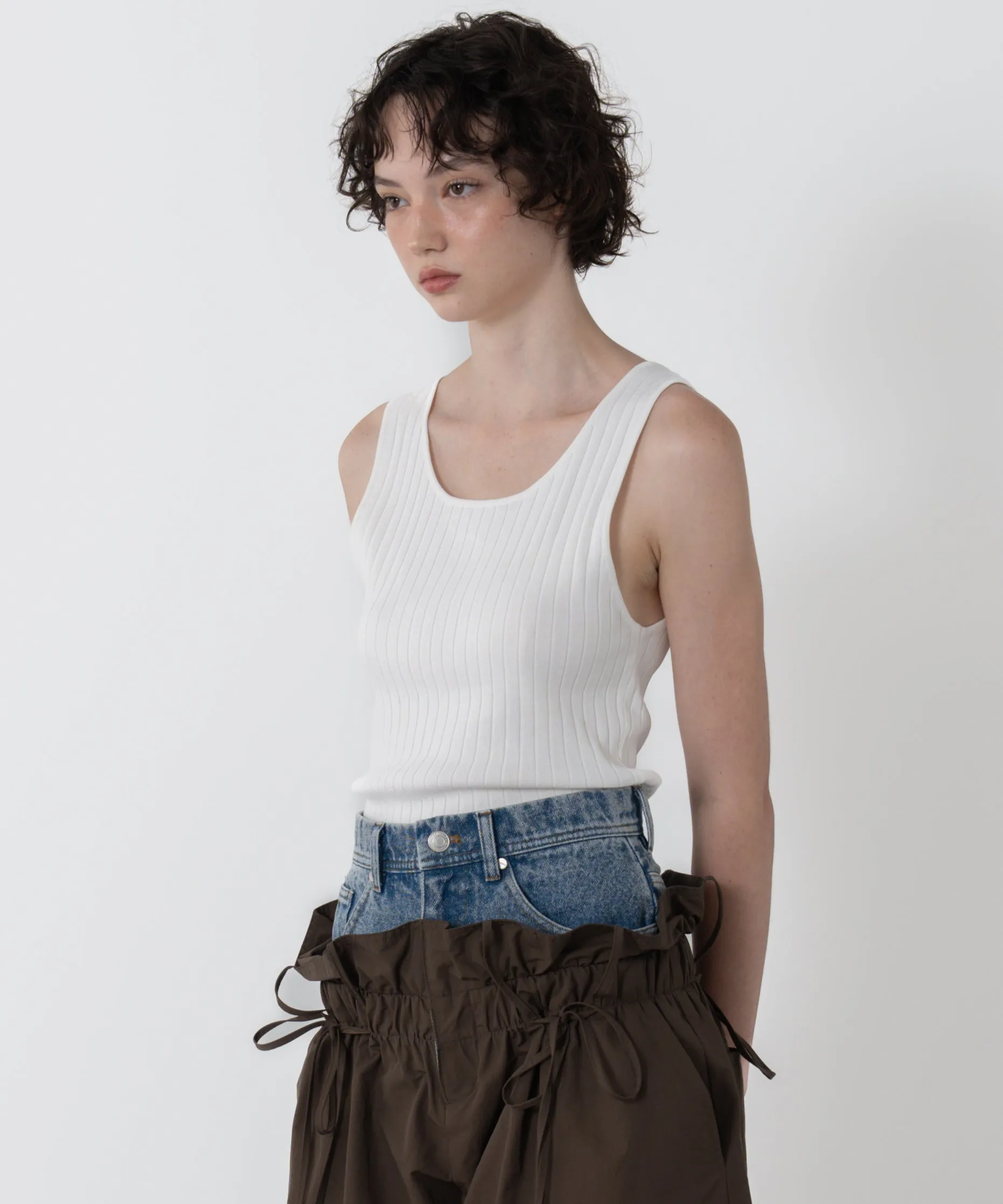 Ribbed Knit Cropped Tank Top