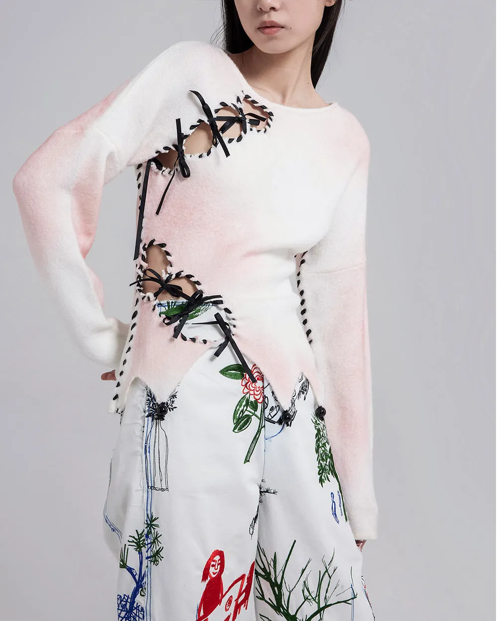 Ribbon Tie Knit Jumper