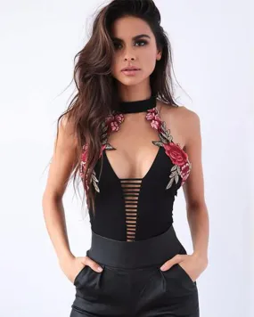 Rose Embroidery Bodysuit