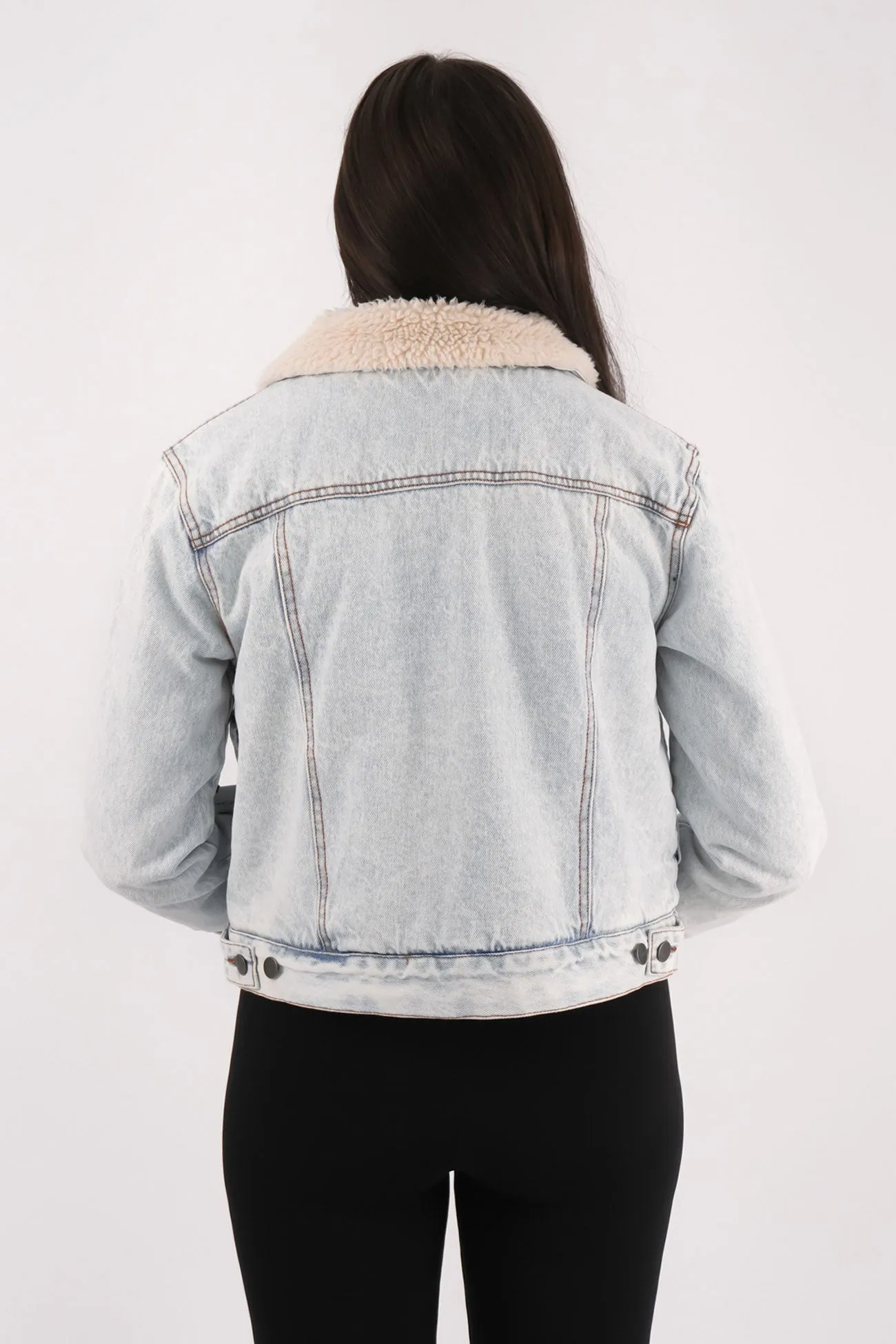 Roy Sherpa Denim Jacket Ash Blue