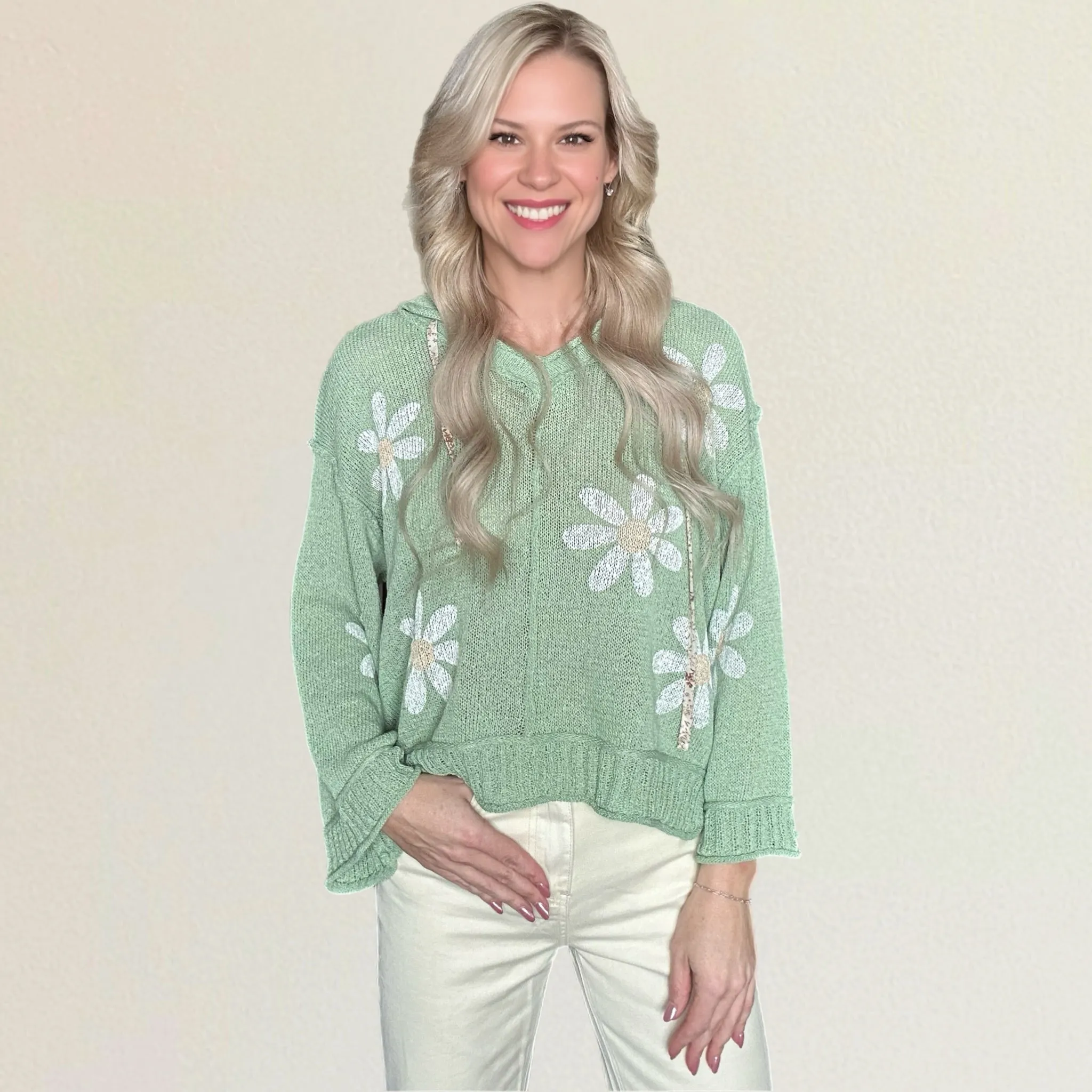 Sage Oasis Floral Knit Top