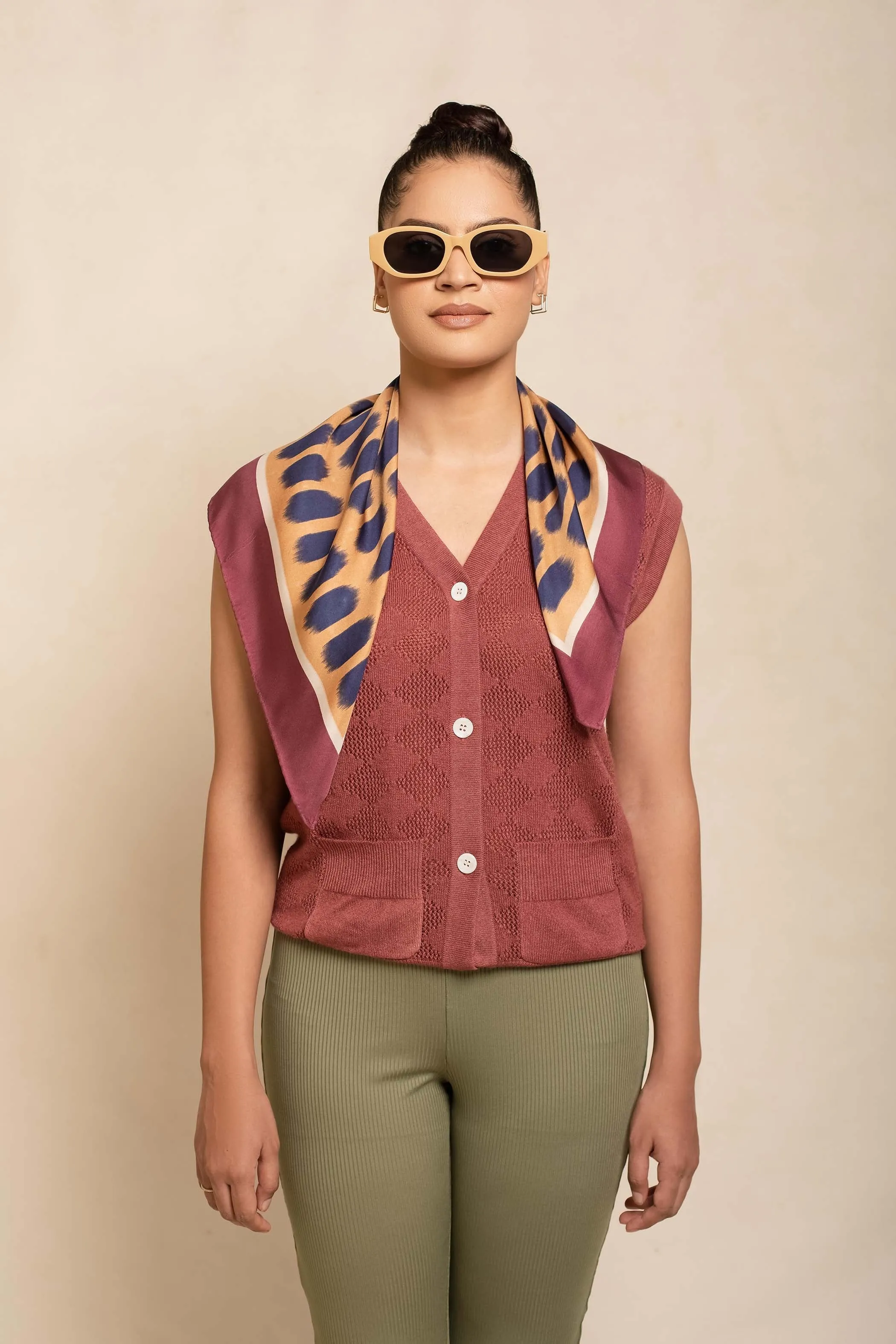 Silk Scarf I  Block Printed Carree