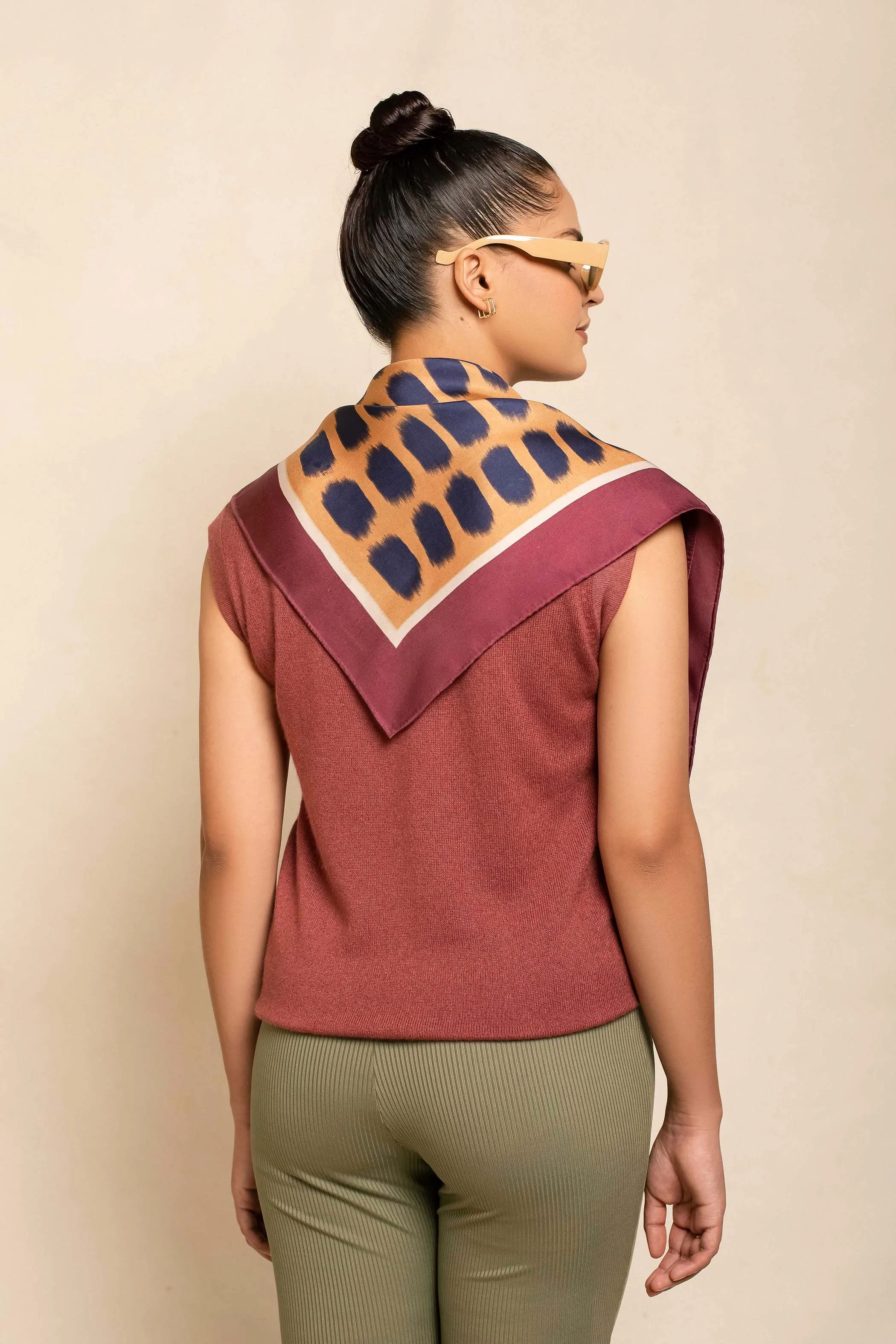 Silk Scarf I  Block Printed Carree