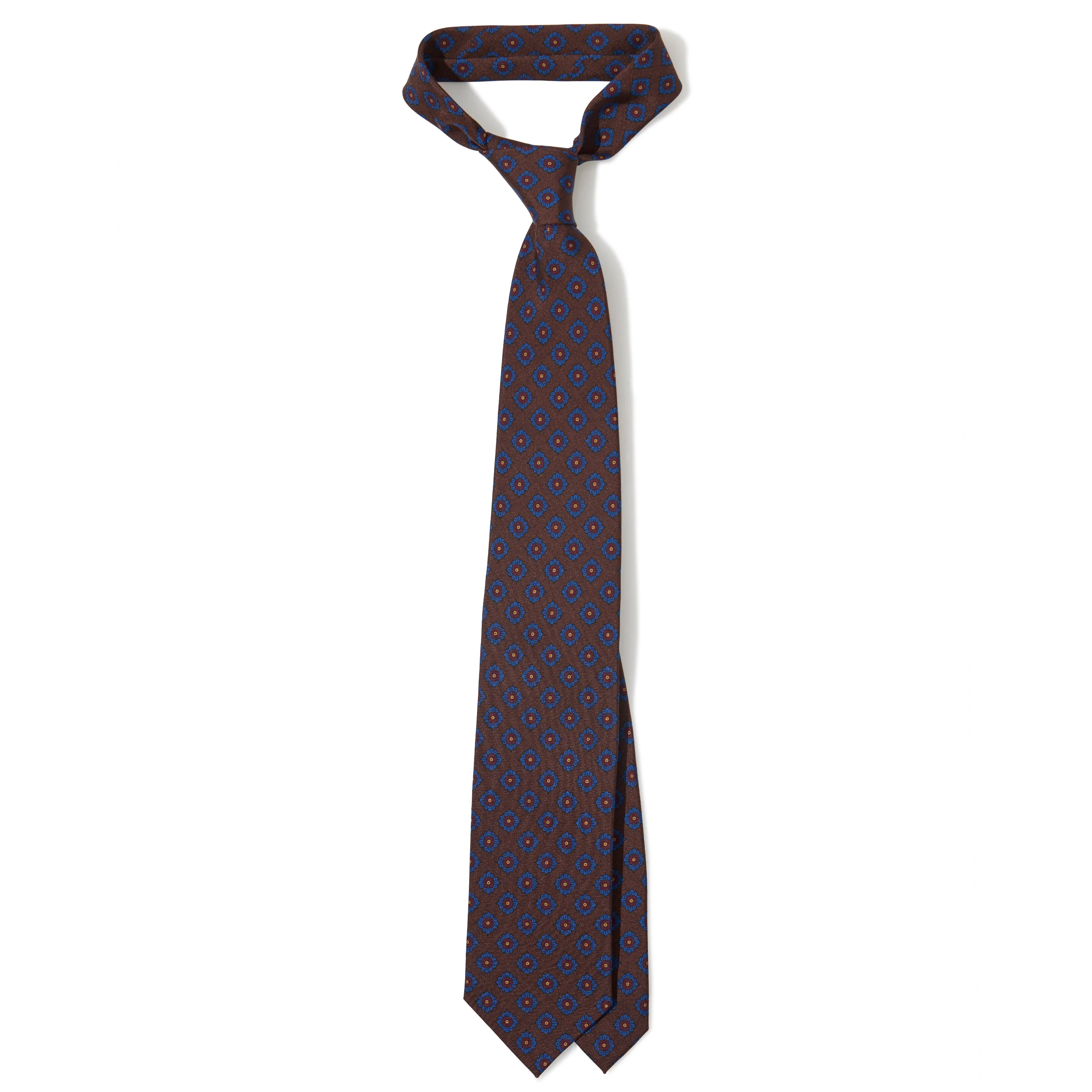 Silk Square Flower Medallion Tipped Tie
