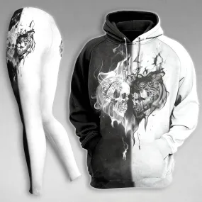 Skull Black White Heart Gothic Combo Hoodie and Leggings