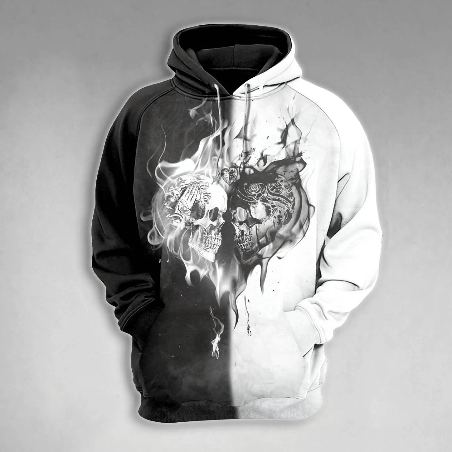 Skull Black White Heart Gothic Combo Hoodie and Leggings